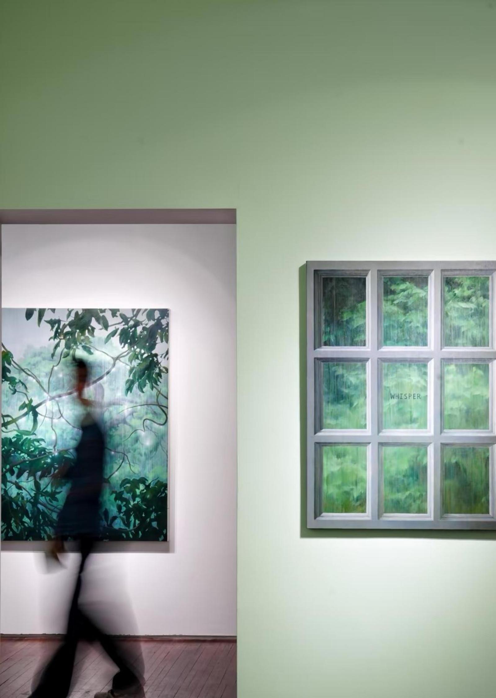 Contemporary artworks displayed in a gallery interior